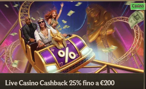 Live casino cashback 25 fino a euro200